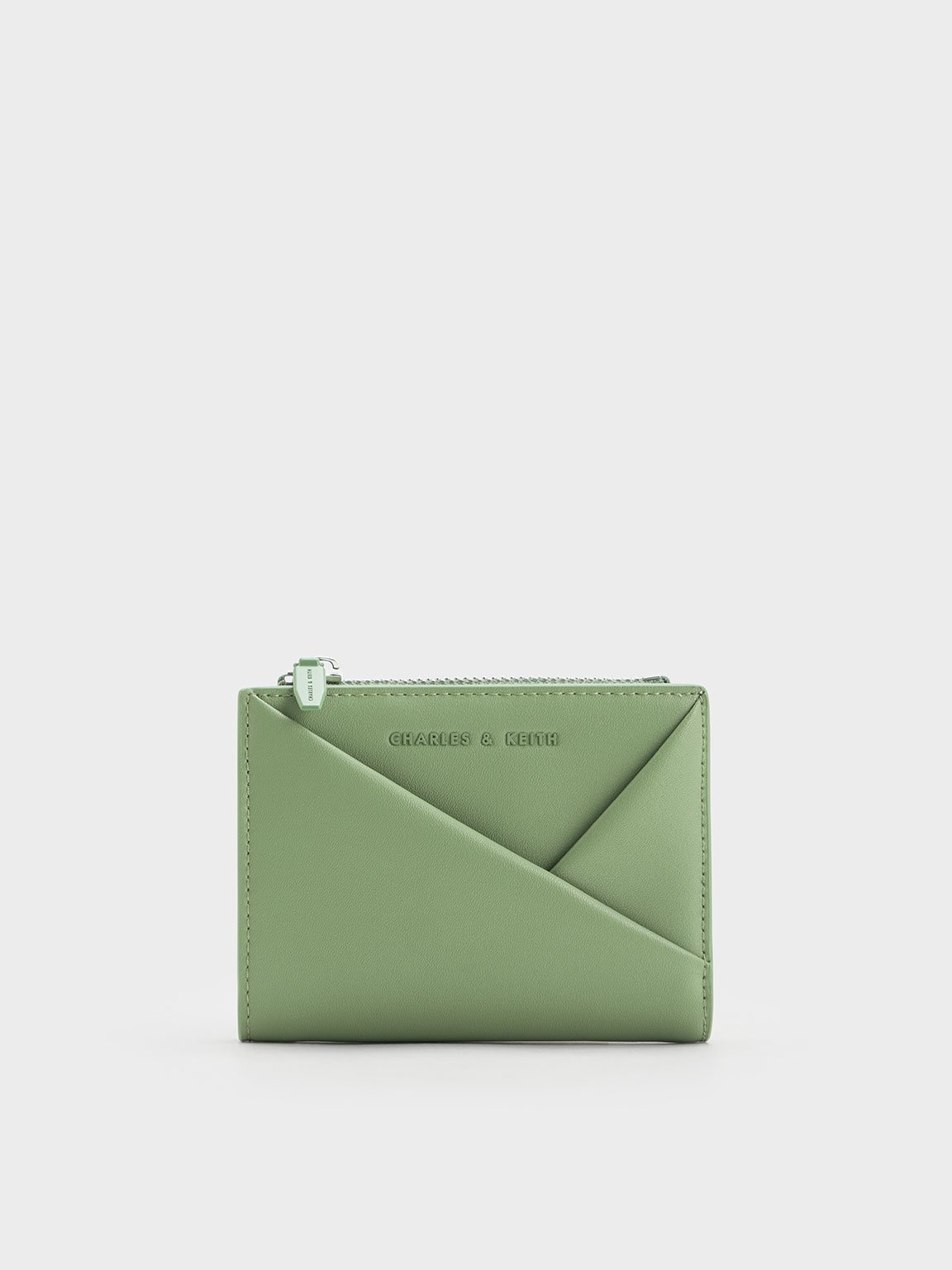 Green Midori Geometric Top-Zip Wallet - CHARLES & KEITH HK